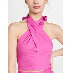 STAUD Pink Halter Crop Top, Size 6 NWT